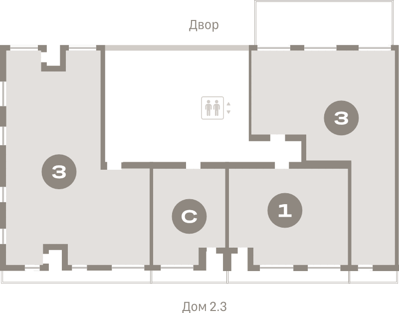Квартира-студия, 35.2 м² в ЖК "Северный ветер" - планировка этажа