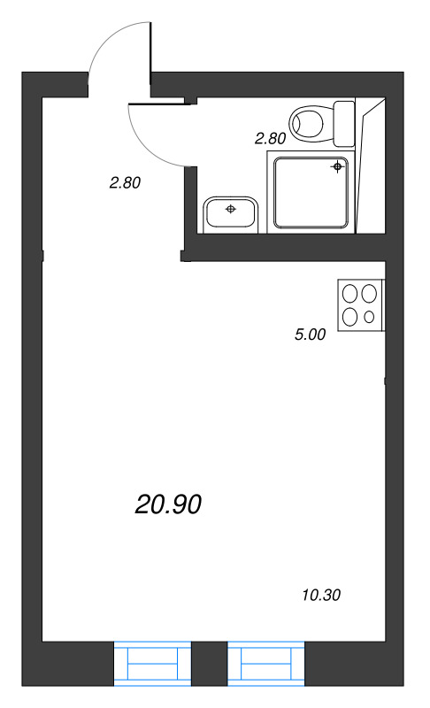 Квартира-студия, 20.9 м² в ЖК "ЭКО Квартал NEGA" - планировка, фото №1