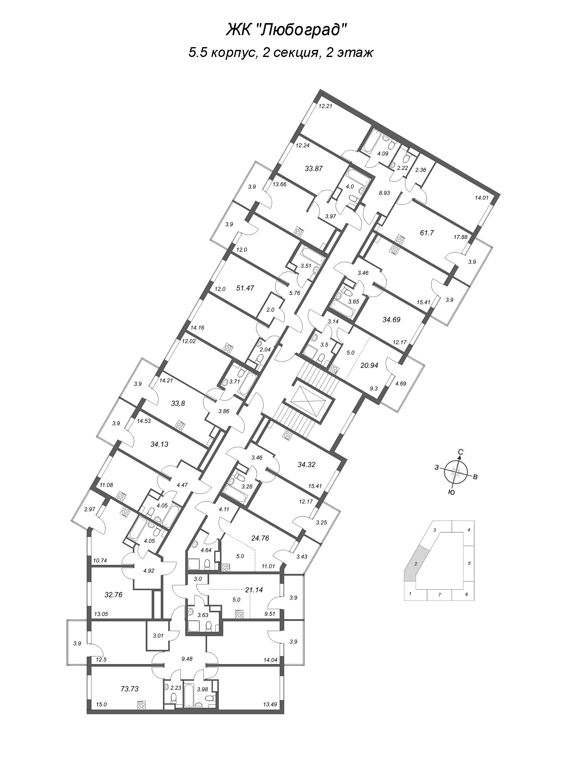 Квартира-студия, 21.14 м² - планировка этажа