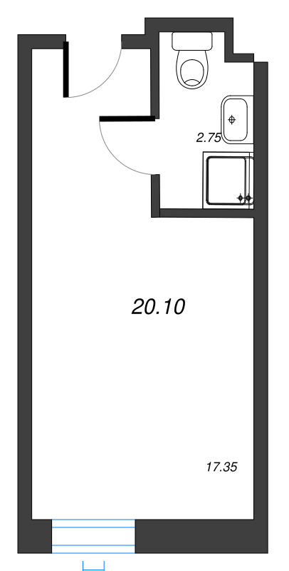 Квартира-студия, 20.22 м² - планировка, фото №1