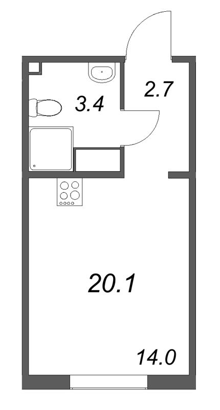Квартира-студия, 20.1 м² в ЖК "Пейзажный квартал" - планировка, фото №1