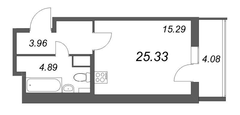 Квартира-студия, 25.8 м² в ЖК "Аквилон All in 3.0" - планировка, фото №1