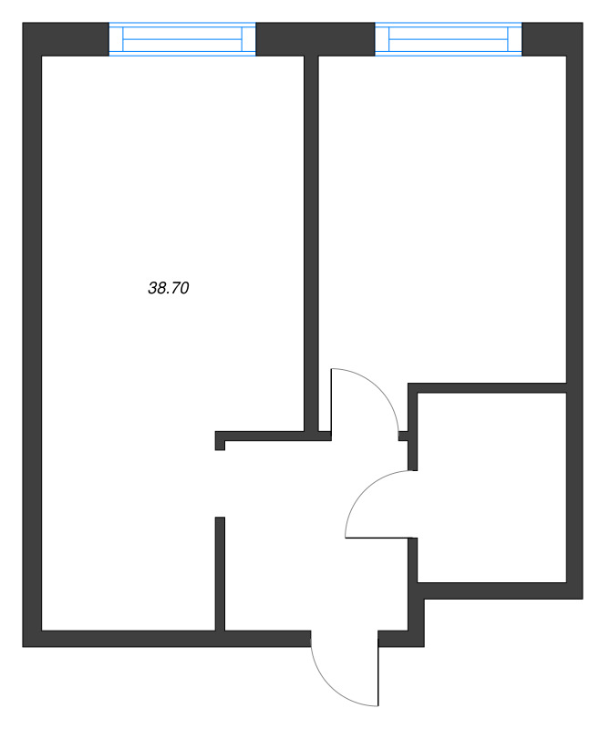 2-комнатная (Евро) квартира, 38.7 м² в ЖК "Zoom на Неве" - планировка, фото №1