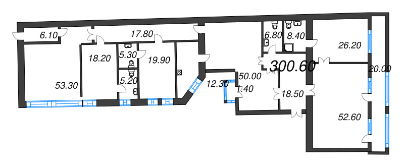 6 ккв (Евро), 295.53 м² в ЖК "Три Грации" - планировка, фото №1
