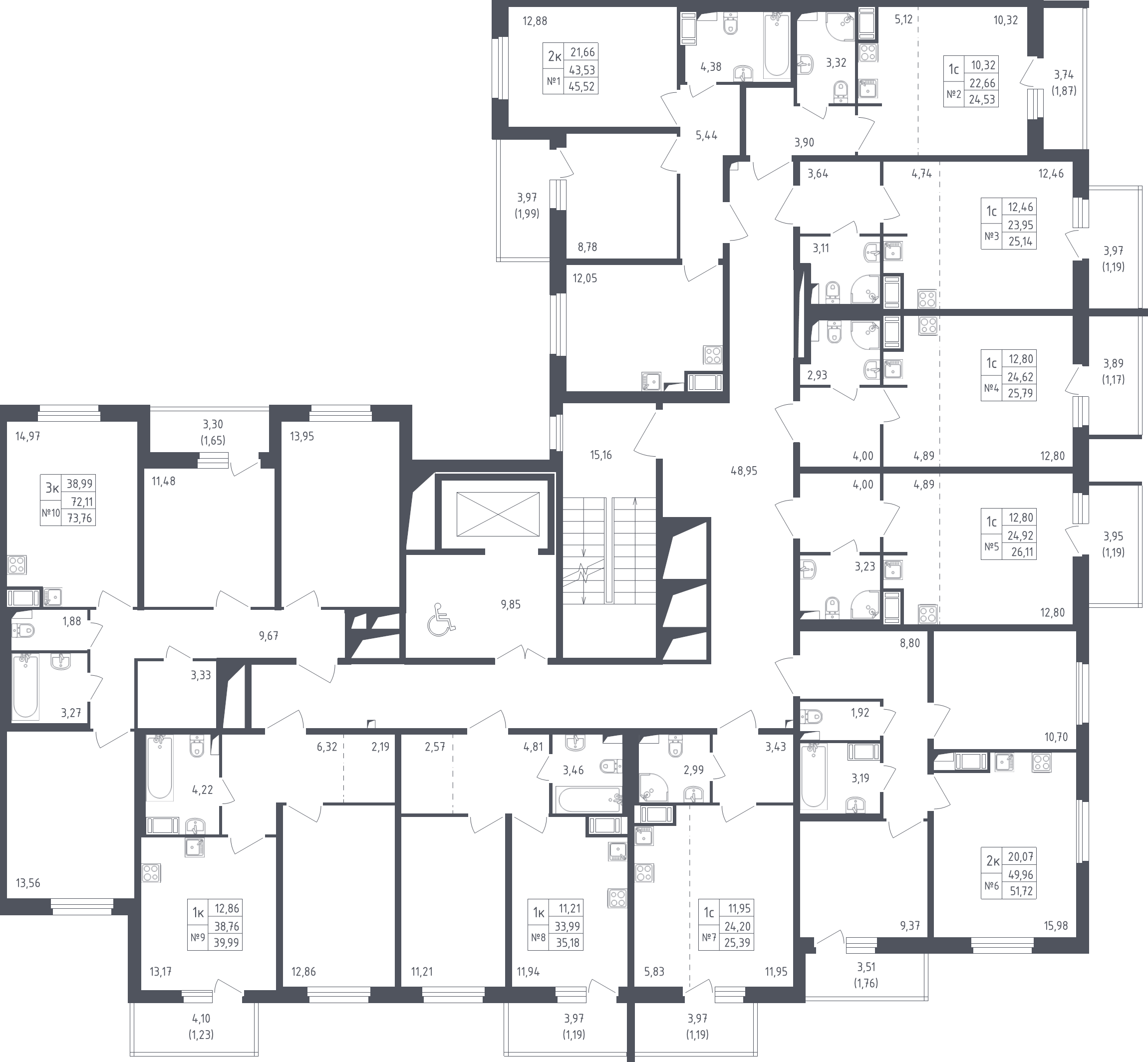 Квартира-студия, 25.79 м² - планировка этажа