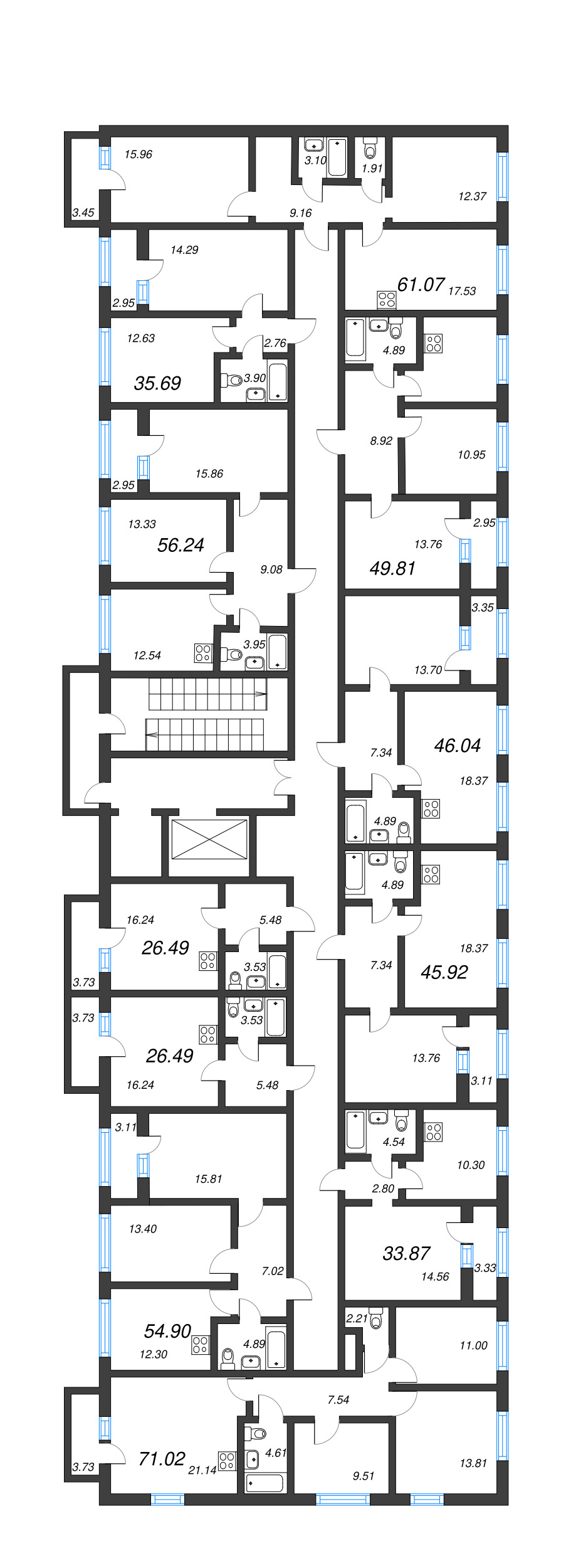 Квартира-студия, 26.49 м² - планировка этажа