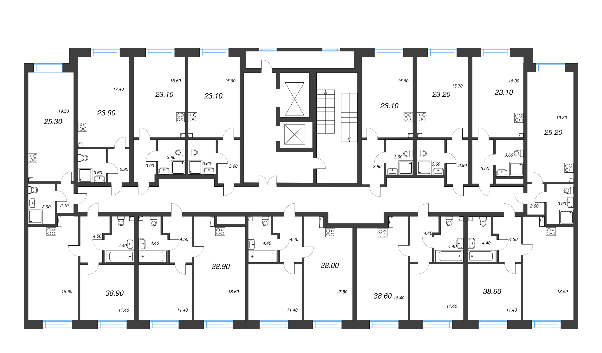 Квартира-студия, 23.1 м² - планировка этажа
