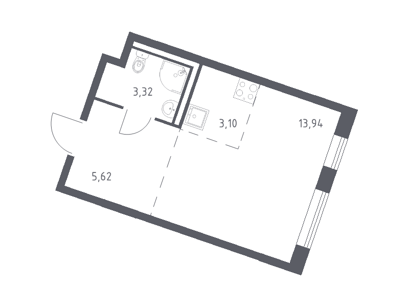 Квартира-студия, 25.98 м² в ЖК "Квартал Лаголово" - планировка, фото №1