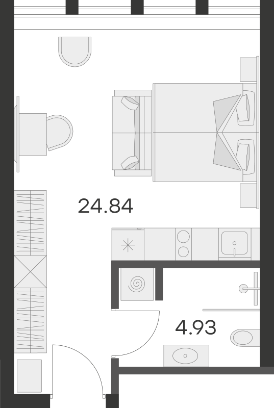 Квартира-студия, 29.77 м² - планировка, фото №1