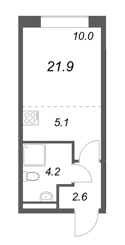 Квартира-студия, 21.9 м² в ЖК "Пулково Лейк" - планировка, фото №1