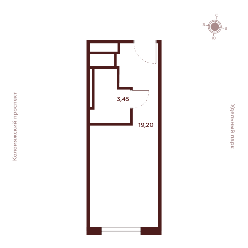 Квартира-студия, 22.65 м² в ЖК "Saan" - планировка, фото №1