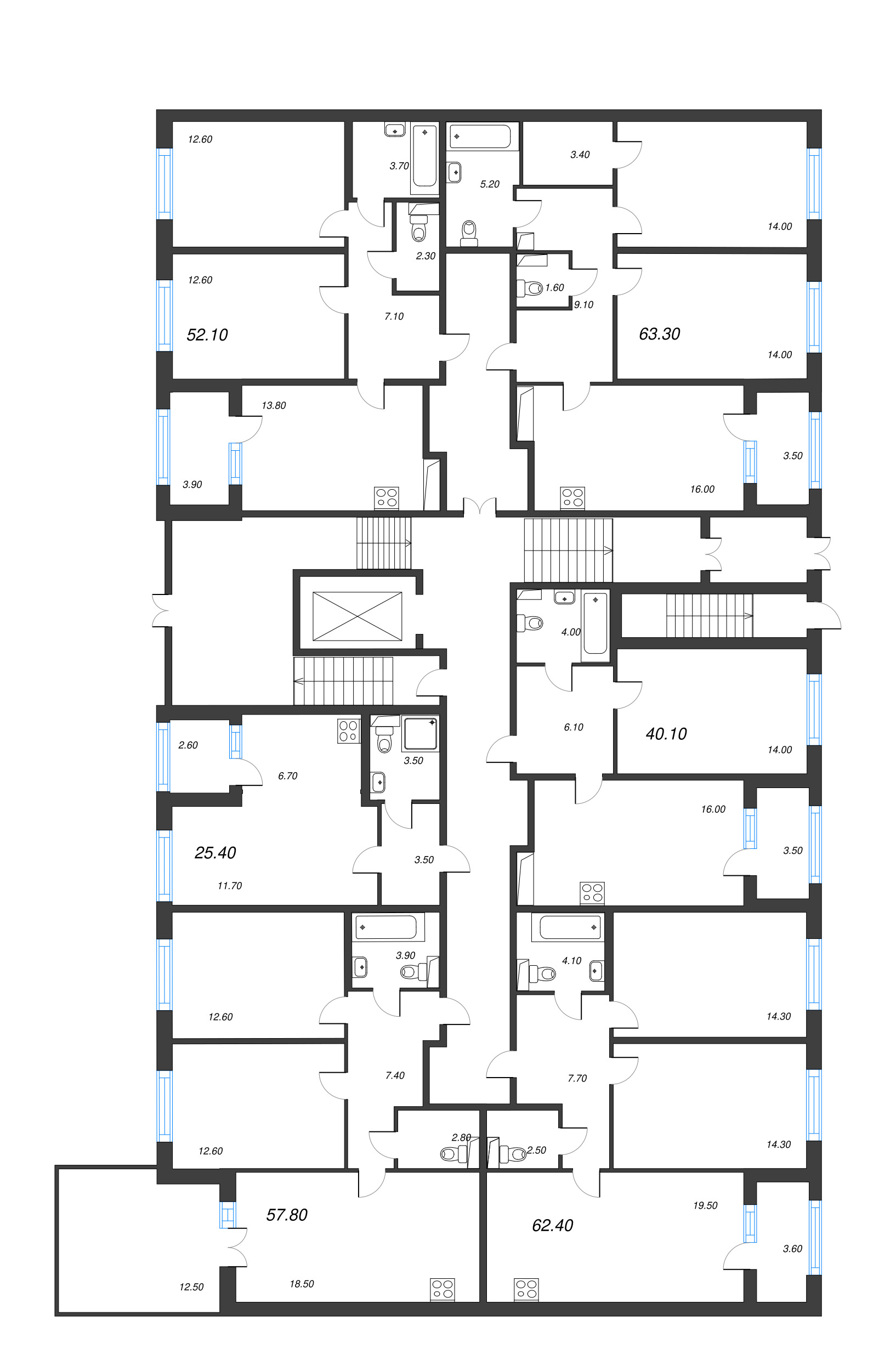 Квартира-студия, 25.4 м² - планировка этажа