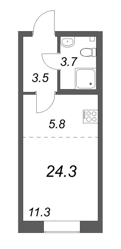 Квартира-студия, 24.2 м² в ЖК "Neva Haus" - планировка, фото №1
