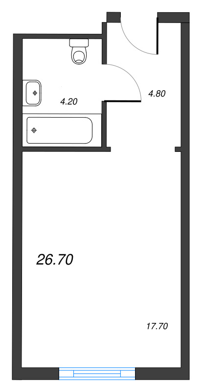 Квартира-студия, 25.8 м² - планировка, фото №1