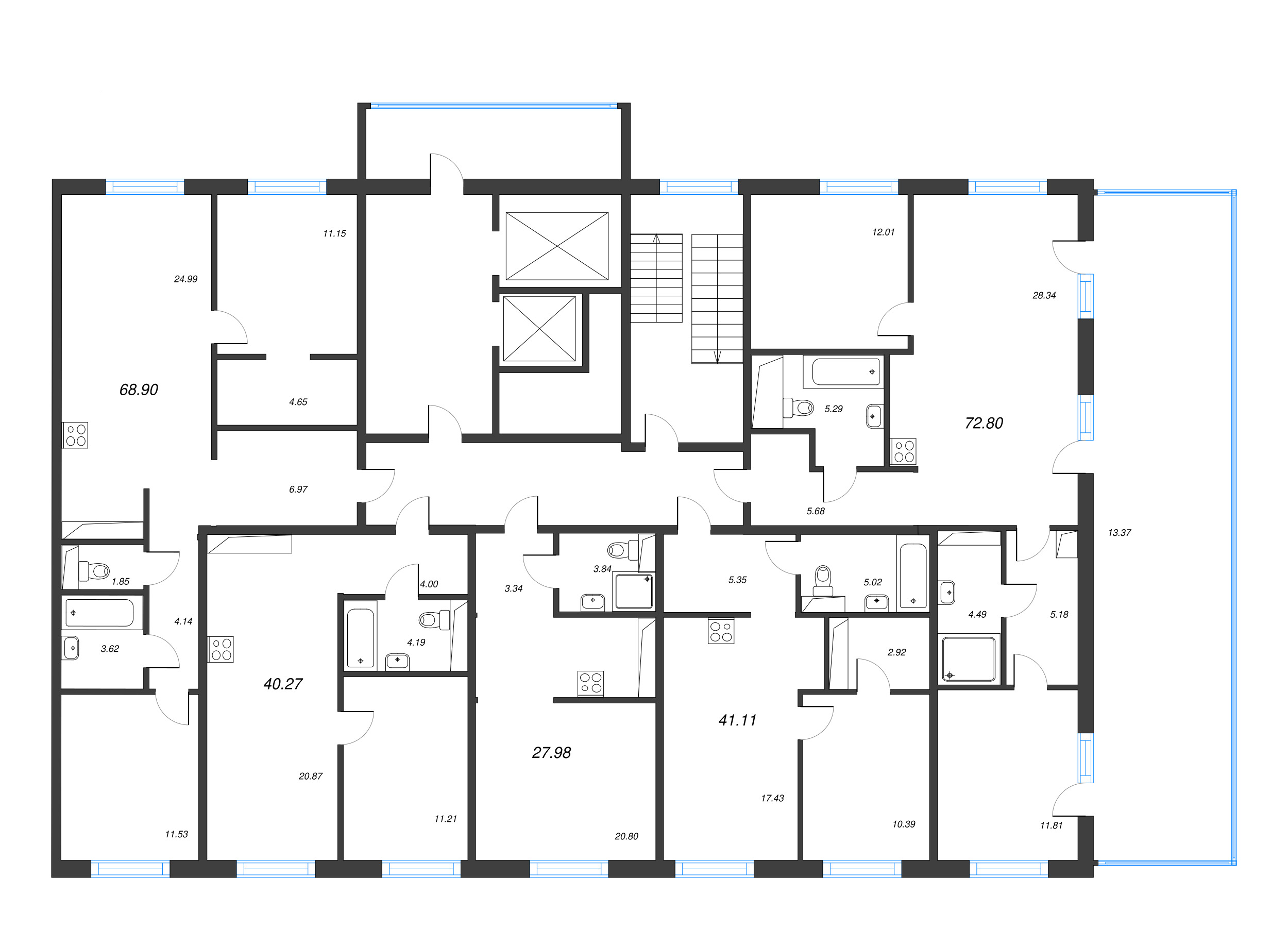 Квартира-студия, 27.98 м² в ЖК "Legenda Васильевского" - планировка этажа