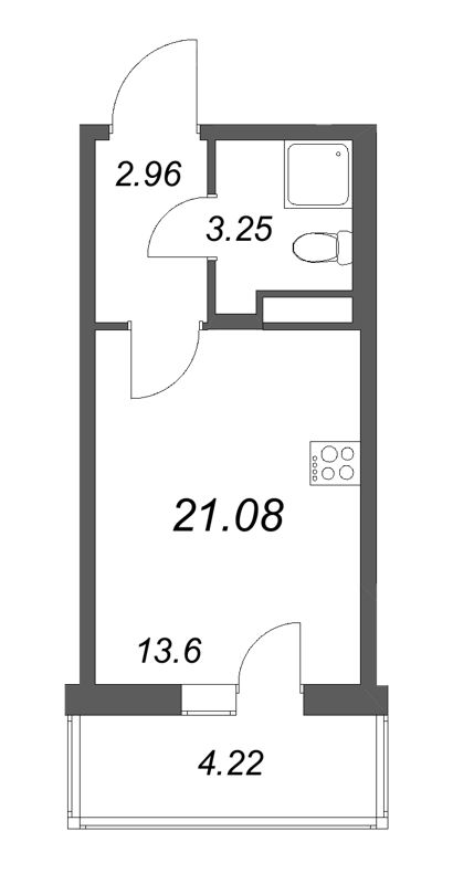 Квартира-студия, 21.08 м² в ЖК "Новая история" - планировка, фото №1