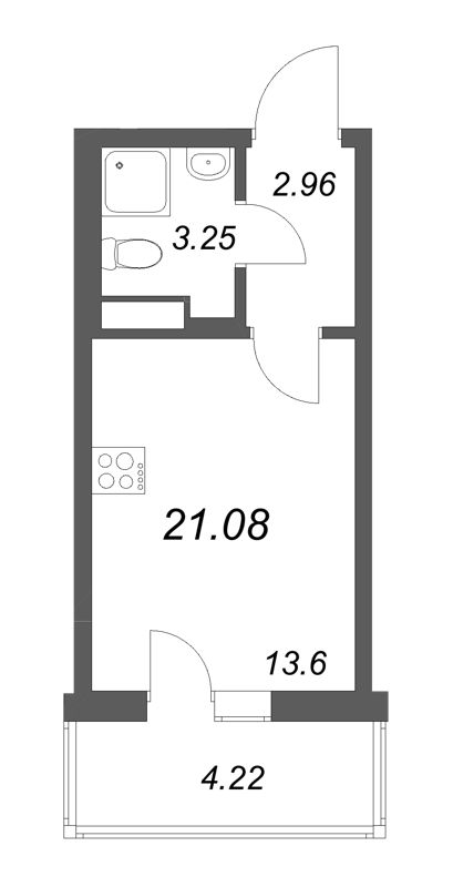 Квартира-студия, 21.08 м² - планировка, фото №1