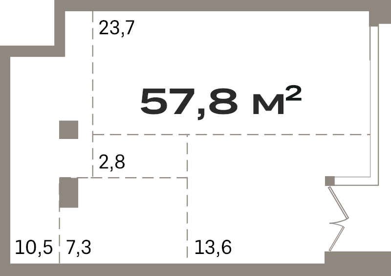 Помещение, 57.8 м² в ЖК "Северный ветер" - планировка, фото №1