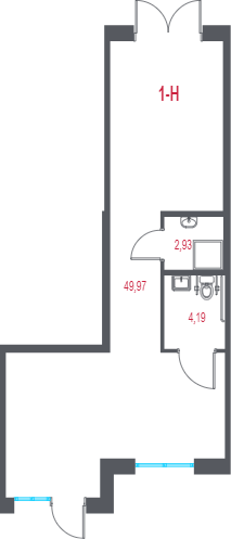 Помещение, 57.09 м² в ЖК "Город-спутник Южный" - планировка, фото №1