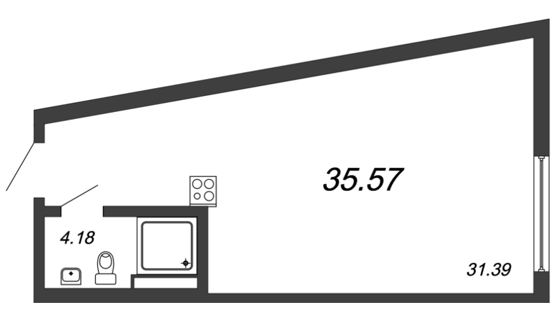 Квартира-студия, 35 м² в ЖК "Valo" - планировка, фото №1