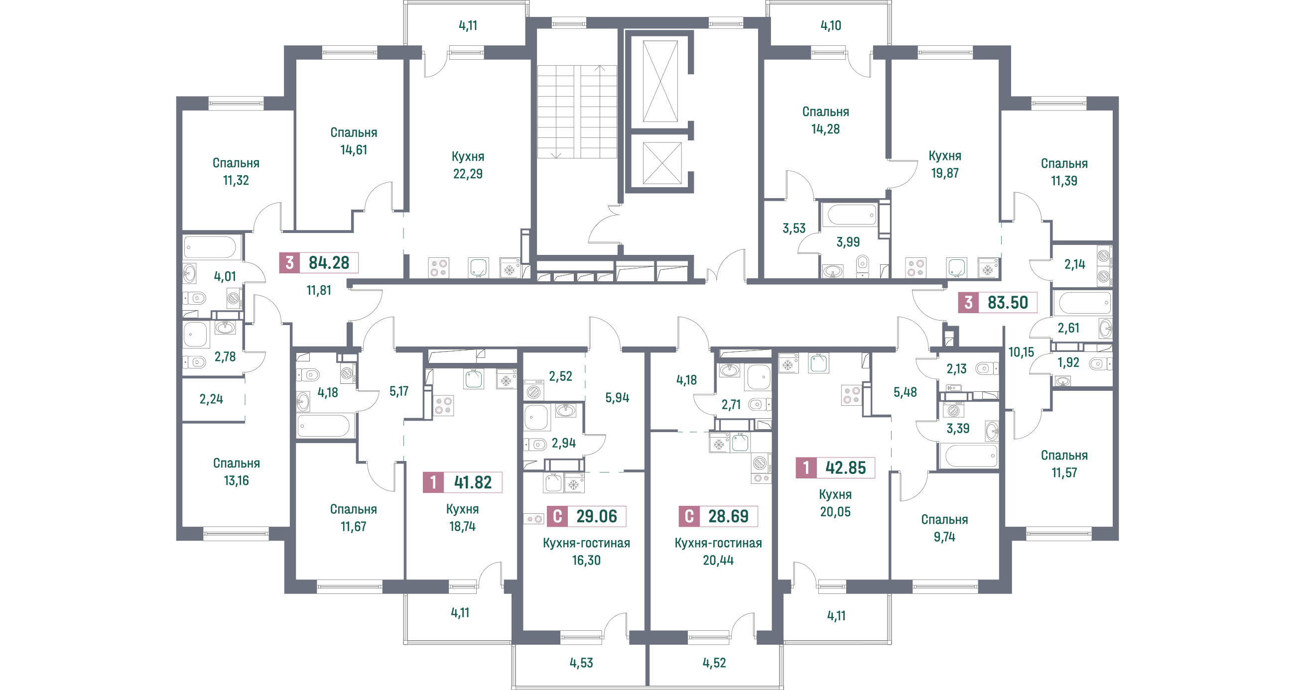 Квартира-студия, 29.06 м² - планировка этажа