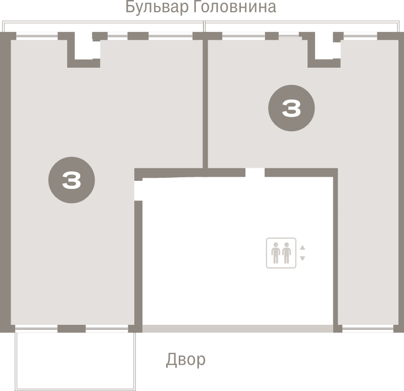 4-комнатная (Евро) квартира, 94.6 м² в ЖК "Северный ветер" - планировка этажа