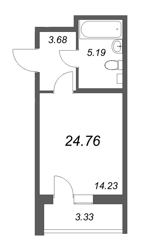 Квартира-студия, 24.76 м² - планировка, фото №1