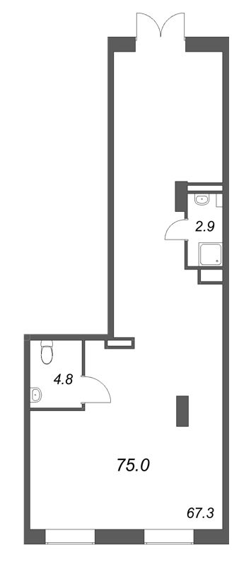 Помещение, 75 м² в ЖК "Большая Охта" - планировка, фото №1