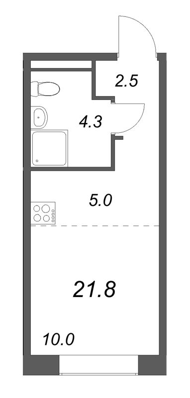 Квартира-студия, 21.8 м² в ЖК "Пулково Лейк" - планировка, фото №1