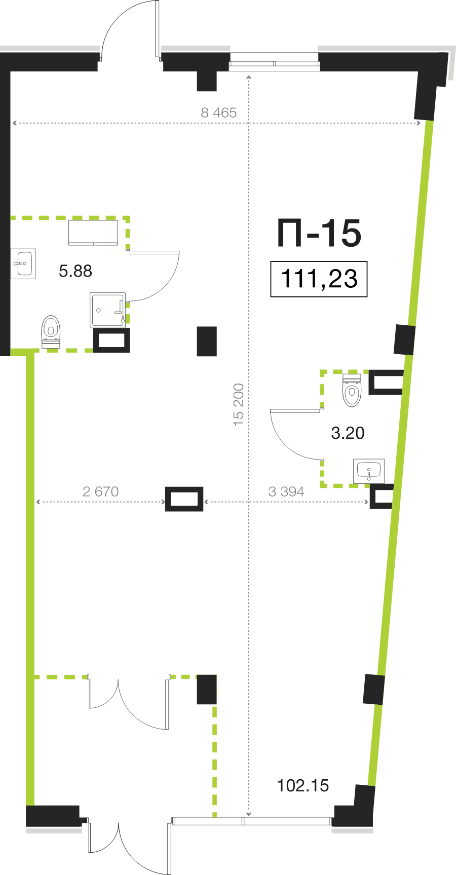 Помещение, 111.23 м² в ЖК "Legenda Васильевского" - планировка, фото №1