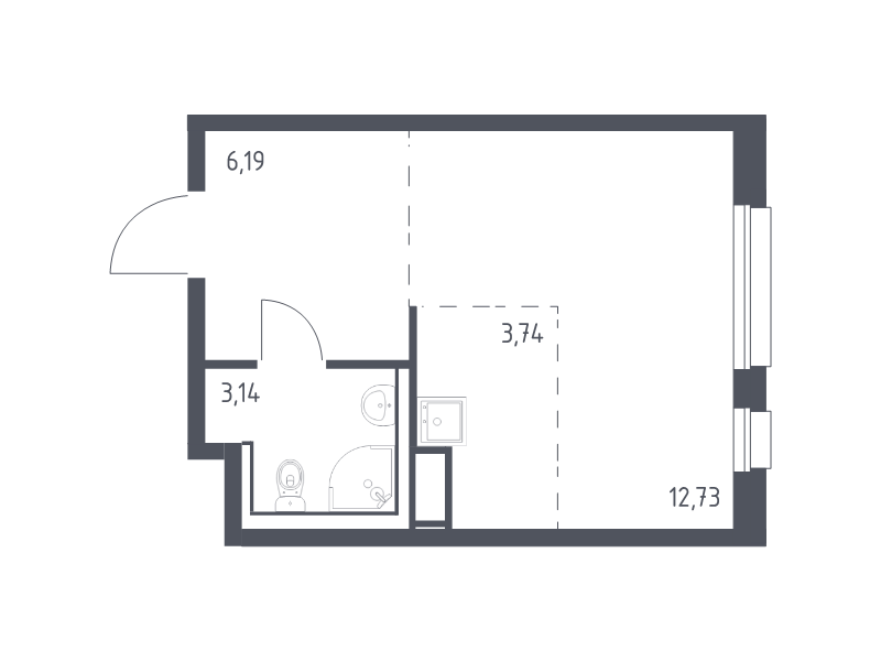Квартира-студия, 25.8 м² - планировка, фото №1