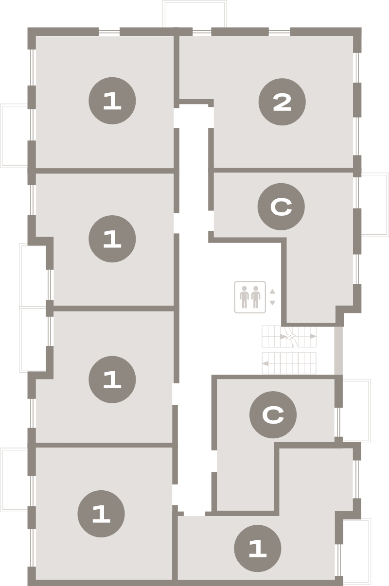 Квартира-студия, 32 м² в ЖК "Брусника в Новоселье" - планировка этажа