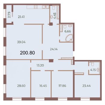 5-комнатная квартира, 201.4 м² - планировка, фото №1