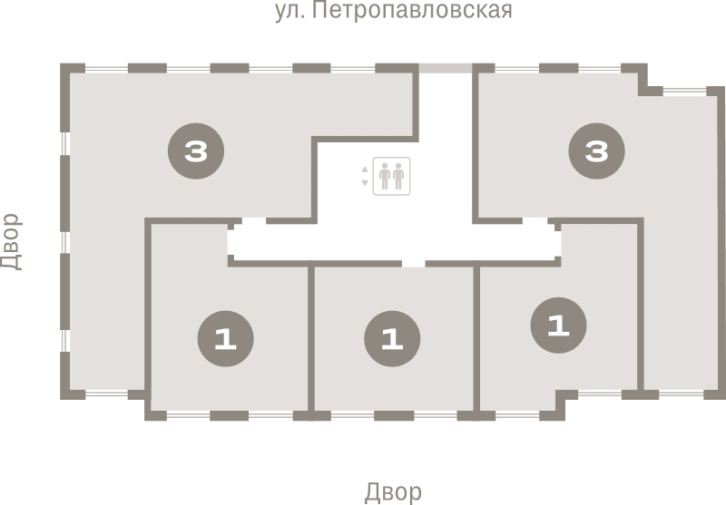 2-комнатная (Евро) квартира, 40 м² в ЖК "Брусника в Новоселье" - планировка этажа
