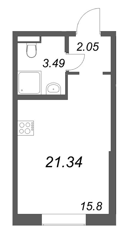 Квартира-студия, 21.34 м² в ЖК "Цивилизация на неве" - планировка, фото №1
