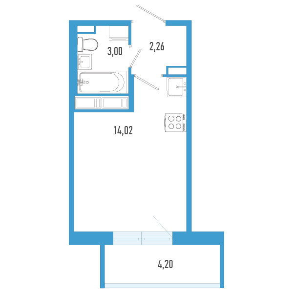 Квартира-студия, 20.54 м² в ЖК "AEROCITY" - планировка, фото №1