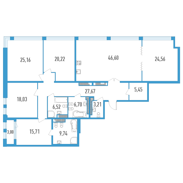 5-комнатная квартира, 211.07 м² - планировка, фото №1