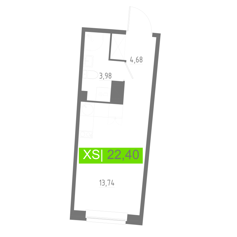 Квартира-студия, 22.4 м² в ЖК "Аквилон РИВА" - планировка, фото №1