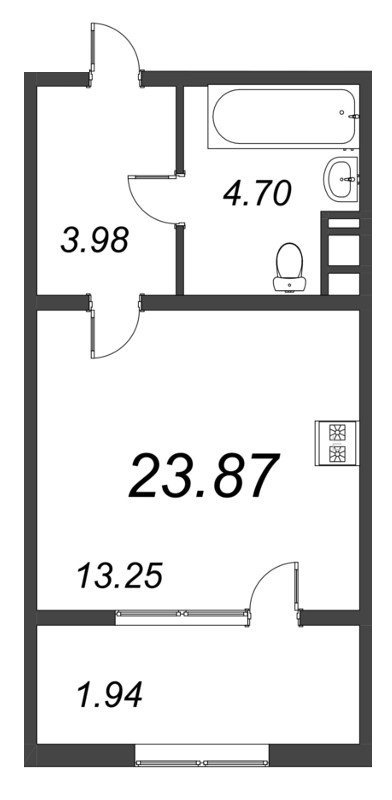 Квартира-студия, 25.4 м² в ЖК "Pixel" - планировка, фото №1