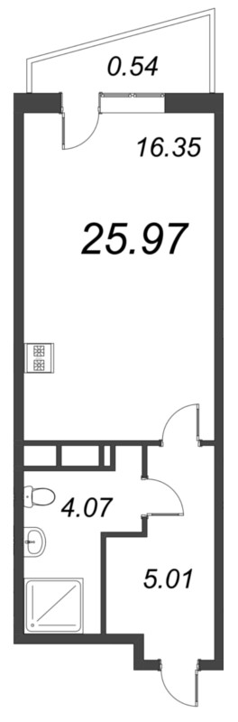 Квартира-студия, 25.97 м² в ЖК "ВЕРЕН НОРТ сертолово" - планировка, фото №1