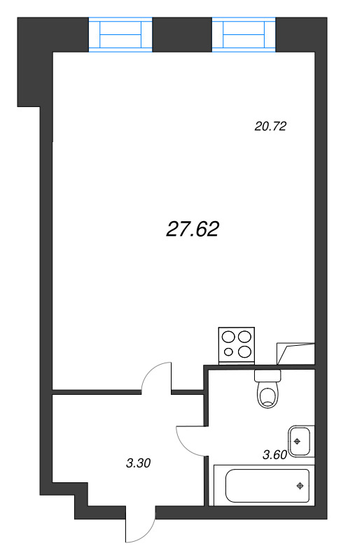 Квартира-студия, 27.62 м² в ЖК "Аквилон Stories" - планировка, фото №1