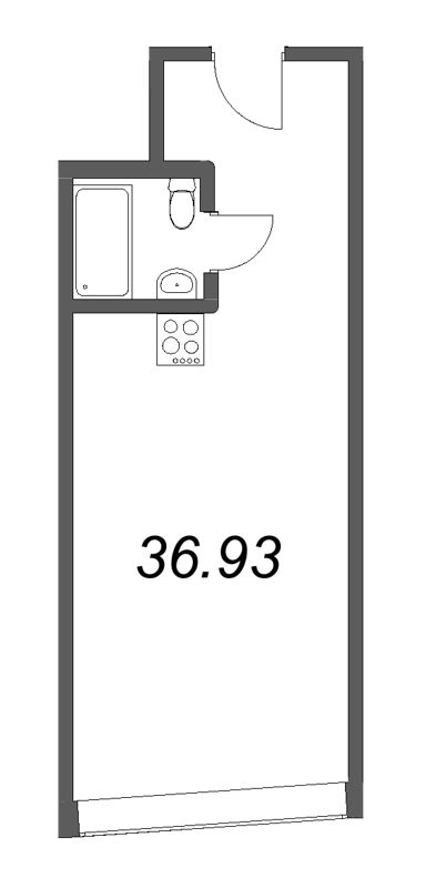 Квартира-студия, 36.93 м² - планировка, фото №1