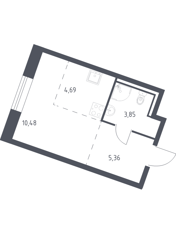 Квартира-студия, 24.38 м² в ЖК "Квартал Лаголово" - планировка, фото №1