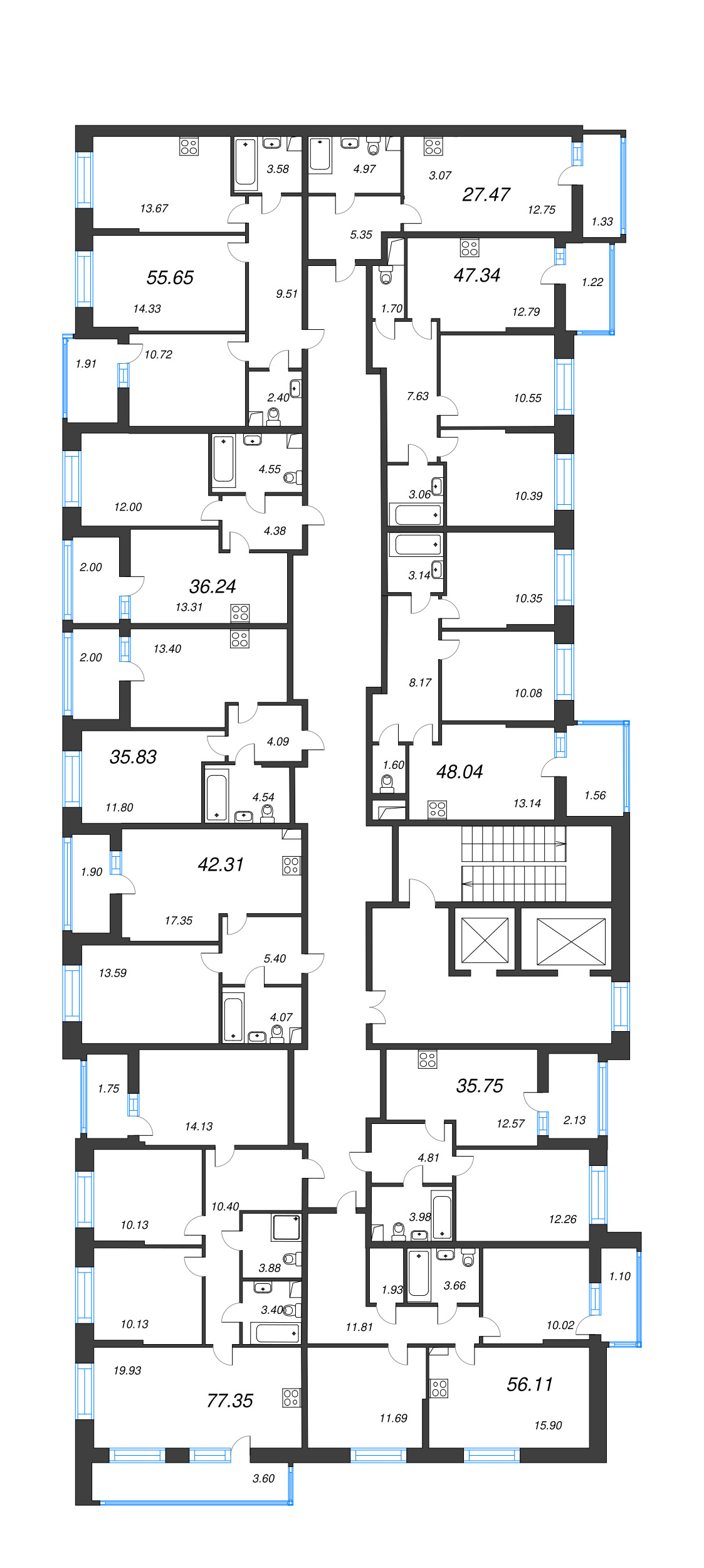 Квартира-студия, 27.47 м² - планировка этажа