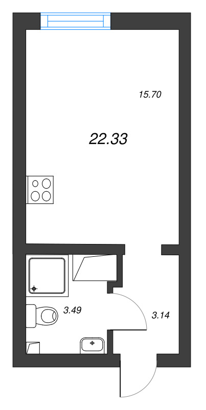 Квартира-студия, 22.33 м² в ЖК "Морская миля" - планировка, фото №1