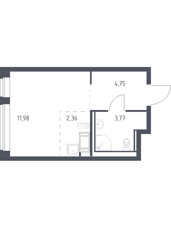 Квартира-студия, 22.86 м² в ЖК "Новое Колпино" - планировка, фото №1