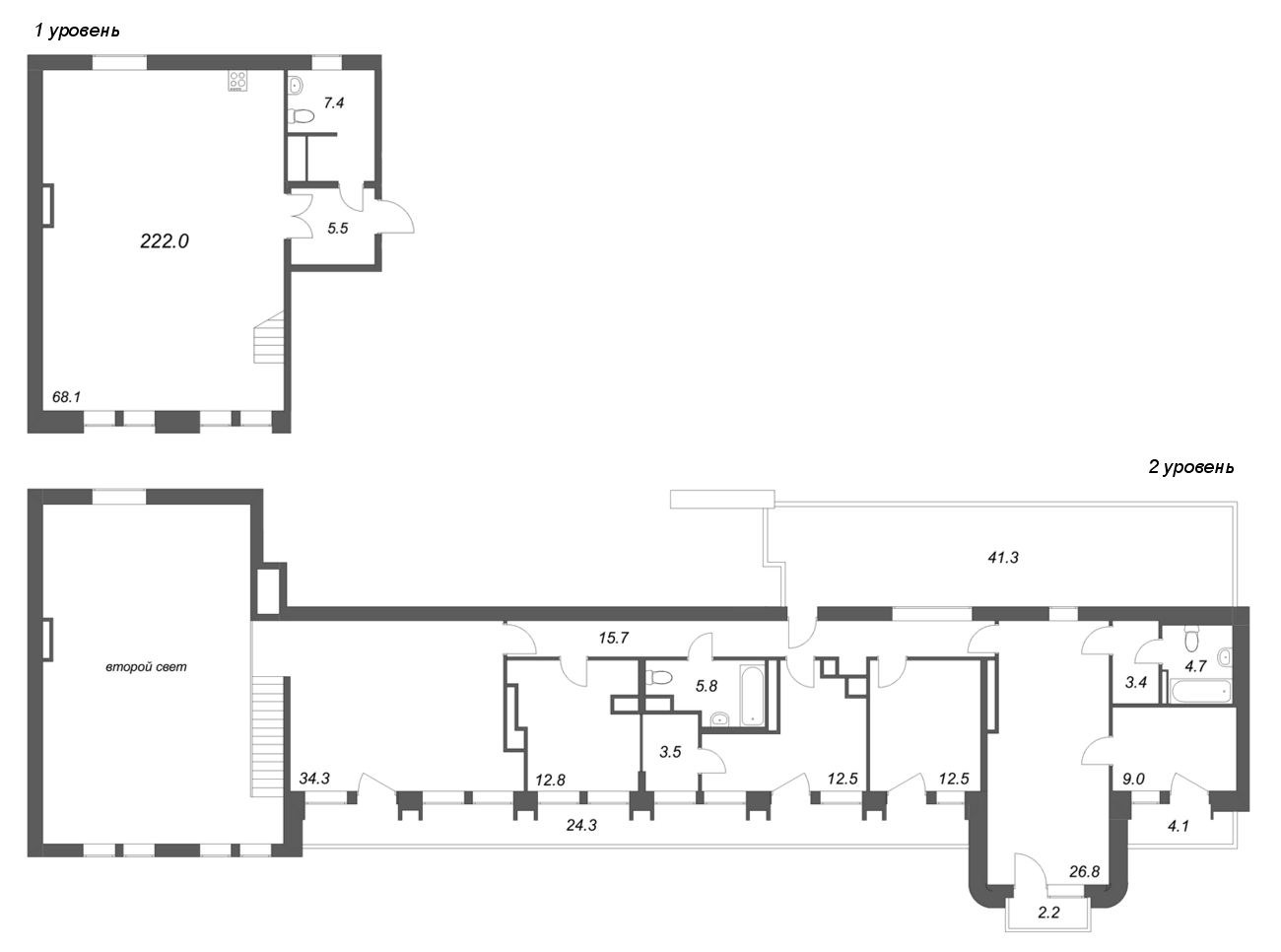 6 ккв (Евро), 222 м² в ЖК "Коллекционер" - планировка, фото №1