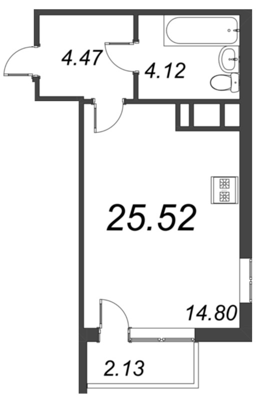 Квартира-студия, 25.9 м² в ЖК "Ювента" - планировка, фото №1