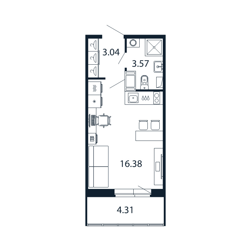 Квартира-студия, 22.99 м² в ЖК "Полис ЛАВрики" - планировка, фото №1