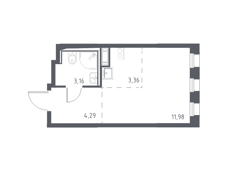 Квартира-студия, 22.79 м² в ЖК "Новые Лаврики" - планировка, фото №1